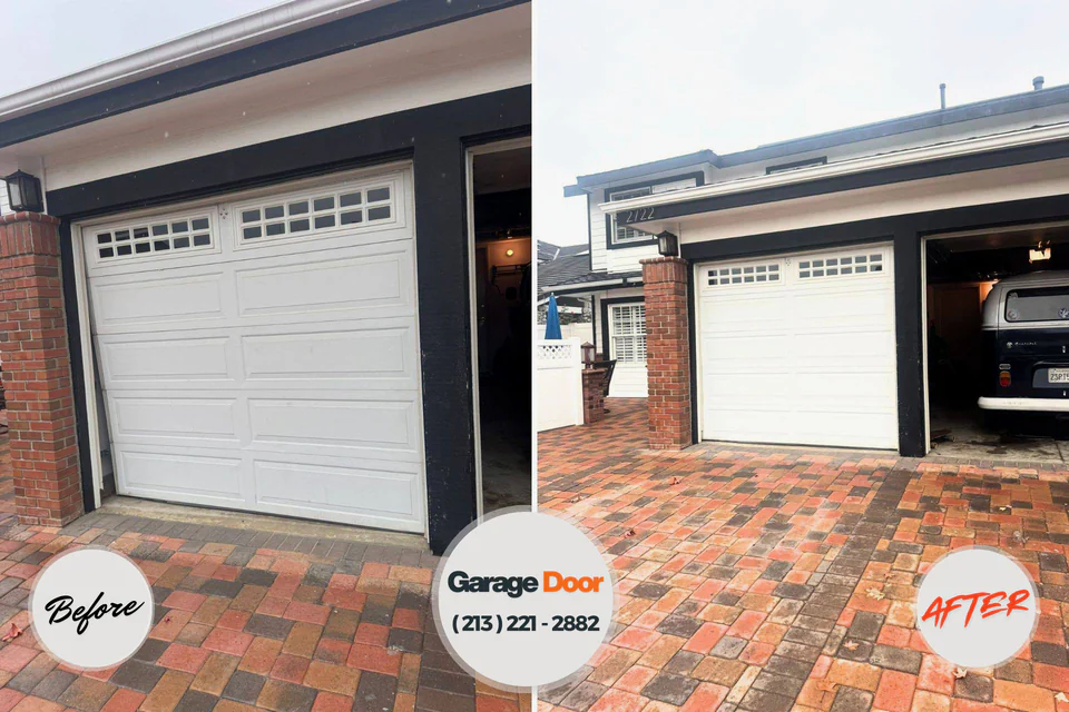 Before and after: garage door repair Great Falls Crossing, VA